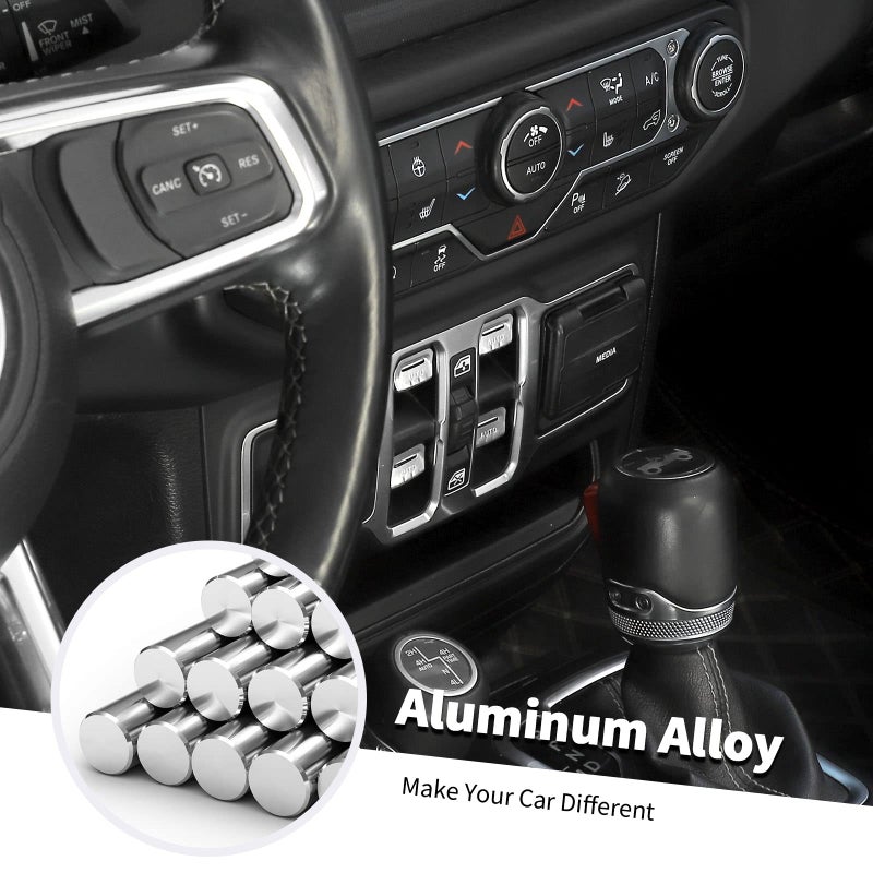 Jimen for JL/JT Window Button Cover, 4 Pack Window Switch Cover Trim Interior Accessories Compatible with Jeep Wrangler JL and Gladiator JT 2018-2023, Aluminum Alloy (Silver) - Image 3